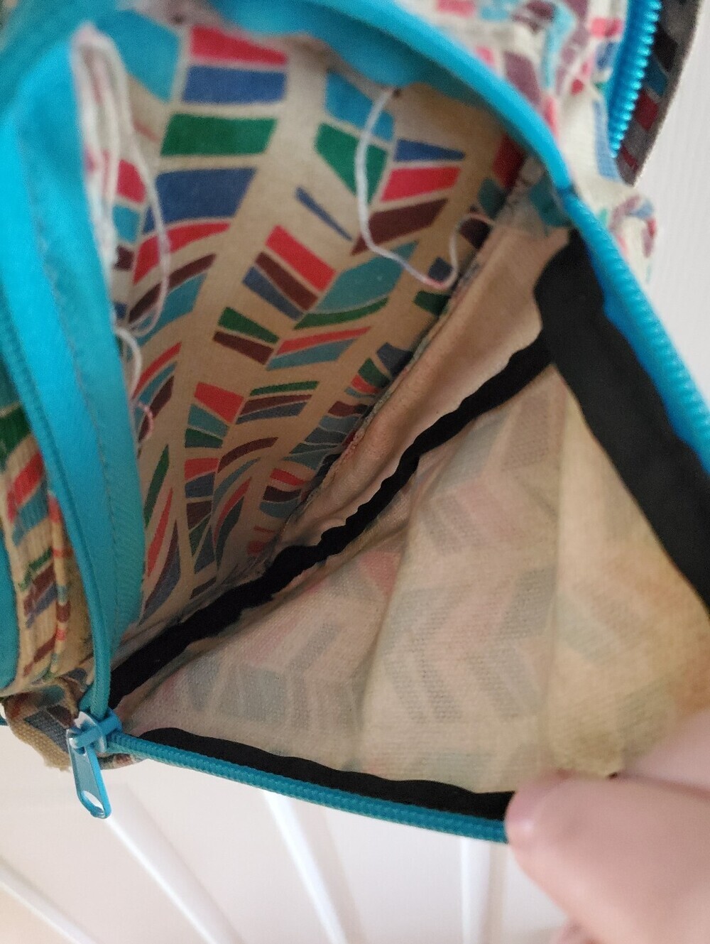 Kavu Rope Shoulder Sling Bag Limited Edition Aztec Geometric Turquoise Boho - Picture 8 of 12